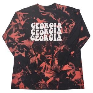 Georgia Long Sleeve Tie Dye Tee, Bulldog Colors, Size Medium